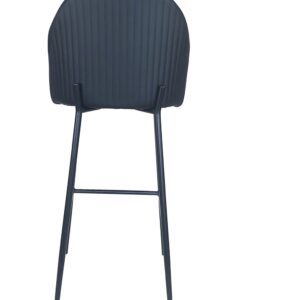 כסא בר דגם פס דמוי עור שחור רגליים שחור