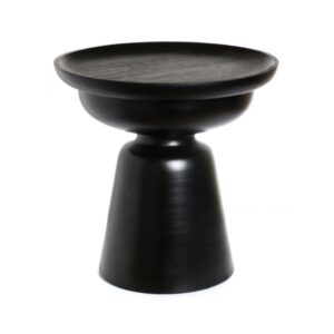 שולחן צד עגול עץ שחור/מתכת שחור 48x48
