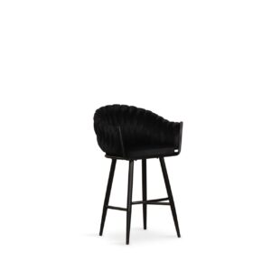 כסא בר נאפולי מעוצב שחור ורגליים שחורות