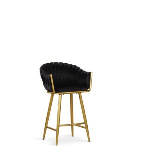 כסא בר נאפולי מעוצב שחור עם רגליים זהב